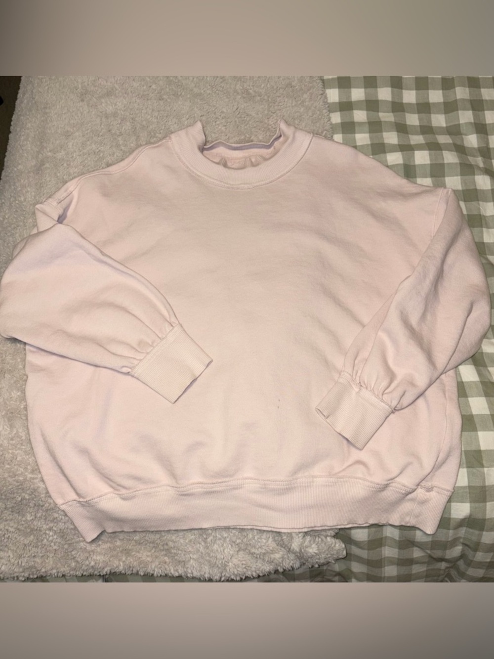 Light pink mock-neck sweatshirt